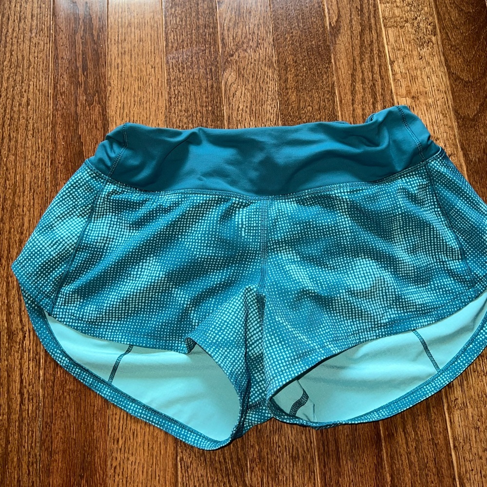 Lululemon blue and green speed up shorts